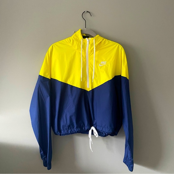 Nike Jackets & Blazers - Nike Jacket Navy/Yellow Cropped Windbreaker—Size M